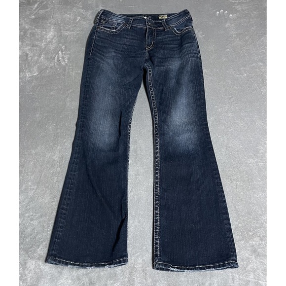Y2K Silver Jeans Womens 30 Dark Wash Suki Surplus‎ Bootcut Denim Flap Pocket - Picture 1 of 7